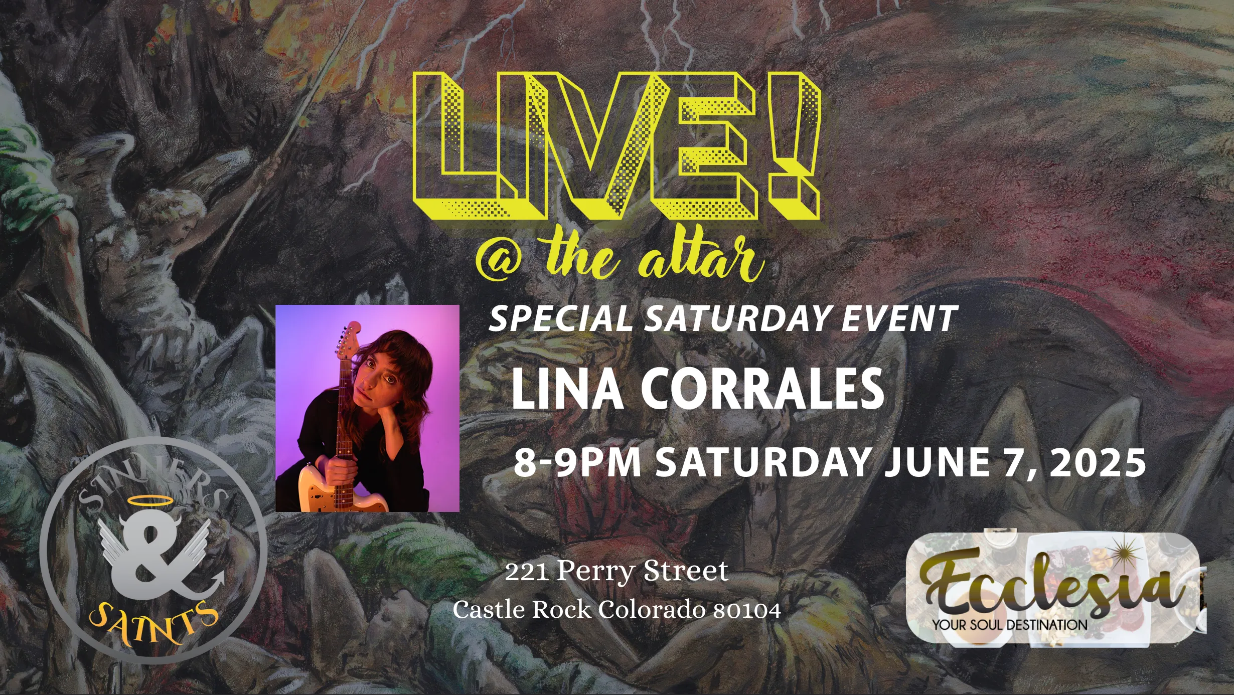 Lina Corrales - Live at the Altar at Sinners & Saints Castle Rock - June 7, 2025 @ 8-9pm